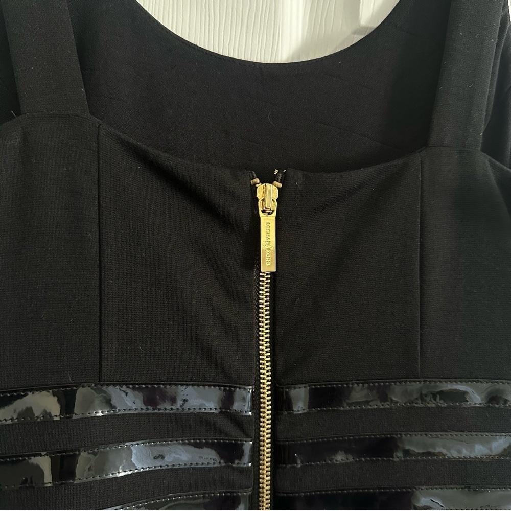 Size 4 Michael Kors Women’s Black Faux Leather Waist Sheath Mini Dress - Picture 5 of 6
